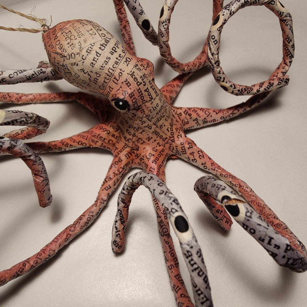 Paper mache unique octopus ornament